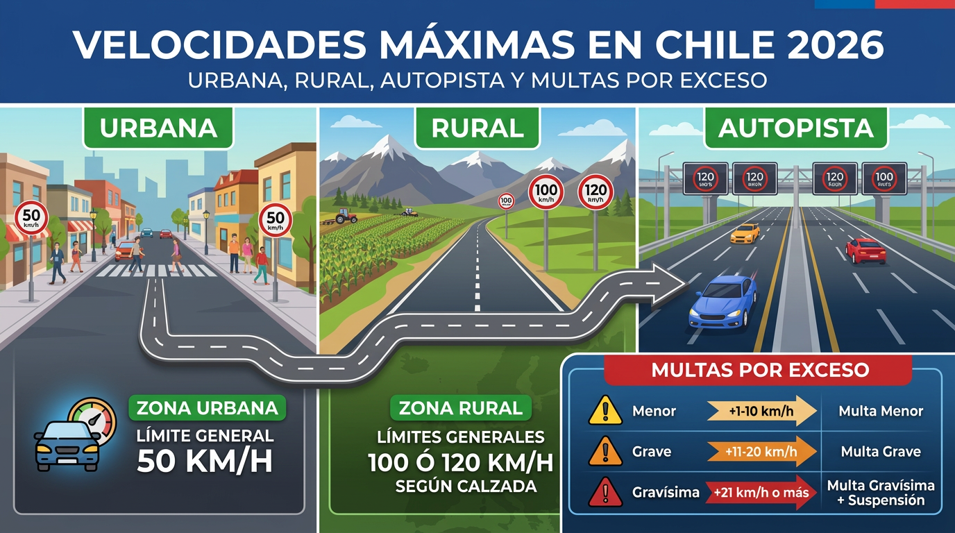 Señal de límite de velocidad 50 km/h en Chile