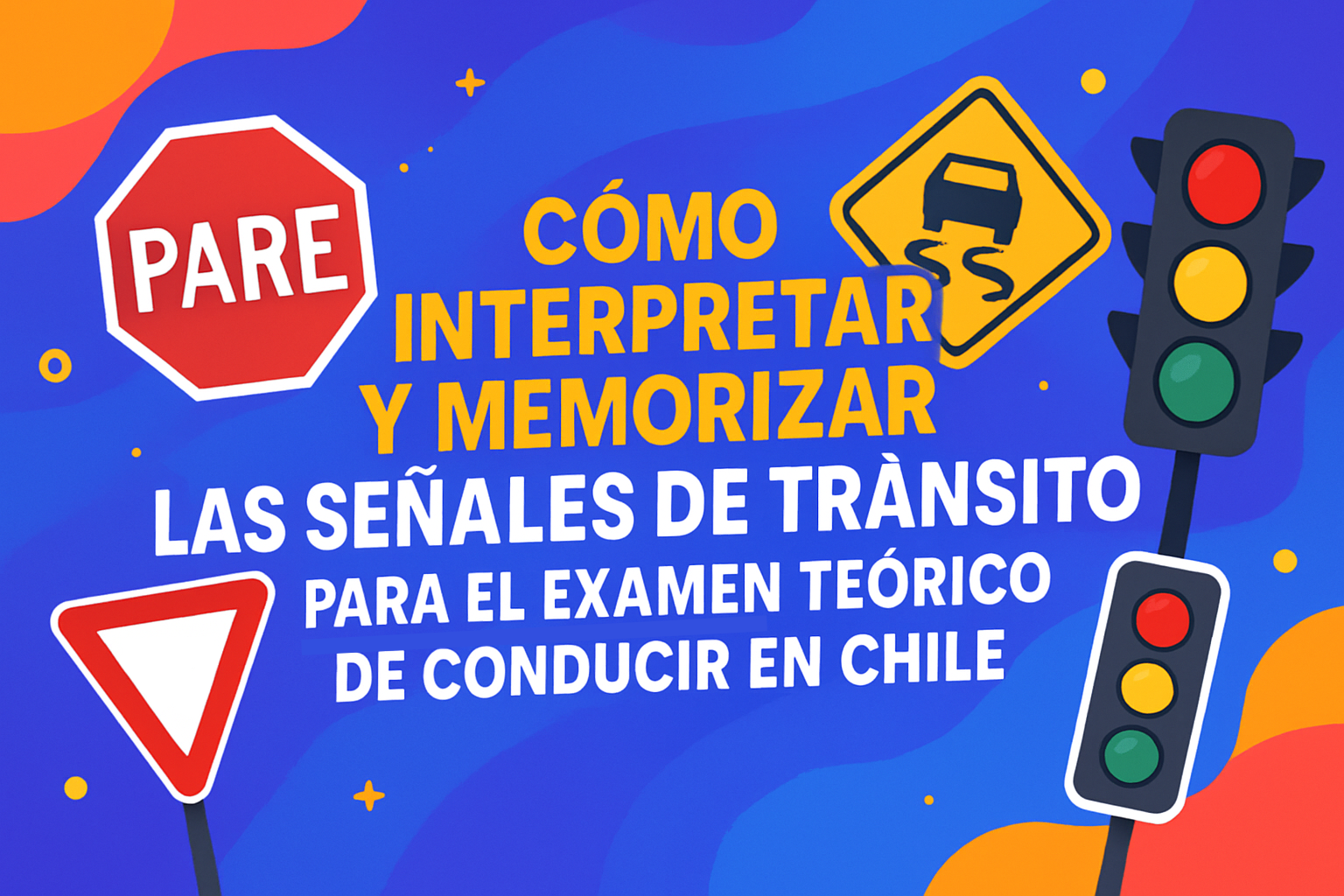 Collage de señales de tránsito reglamentarias, advertencia e informativas Chile 2026