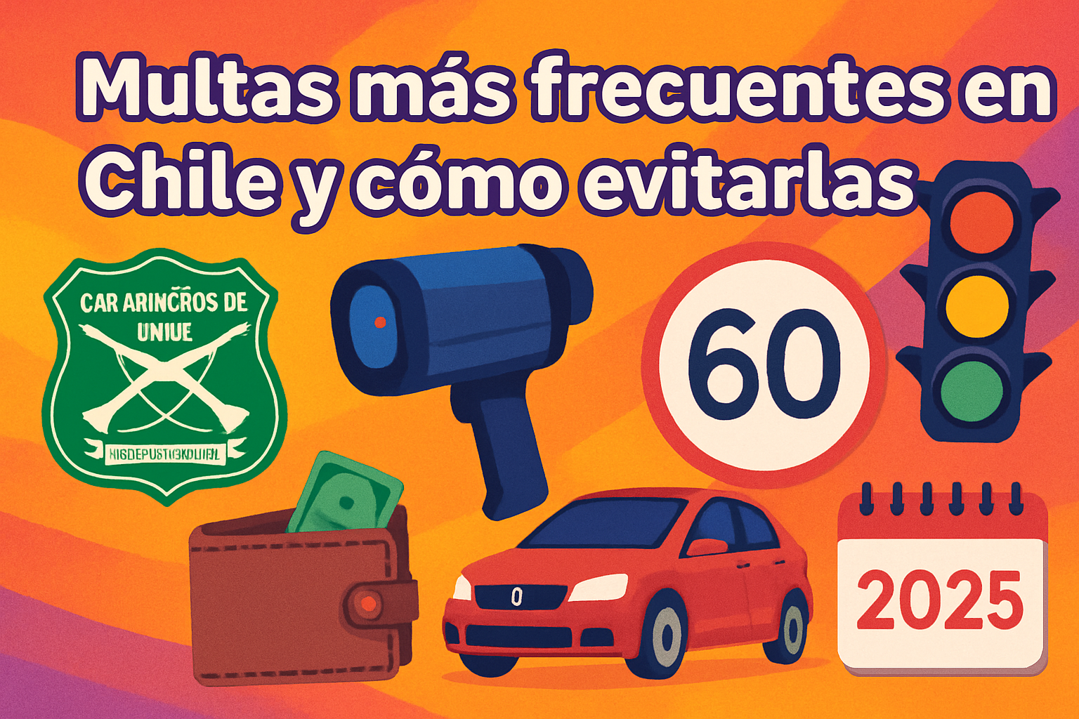 Inspector municipal cursando infracción a vehículo mal estacionado en Chile