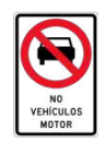 Señal de tránsito PROHIBIDA CIRCULACIÓN DE VEHÍCULOS MOTORIZADOS