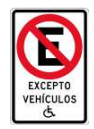 Señal de tránsito PROHIBIDO ESTACIONAR (EXCEPTO VEHÍCULOS DISCAPACITADOS)