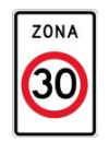 Señal de tránsito VELOCIDAD MÁXIMA ZONA 30